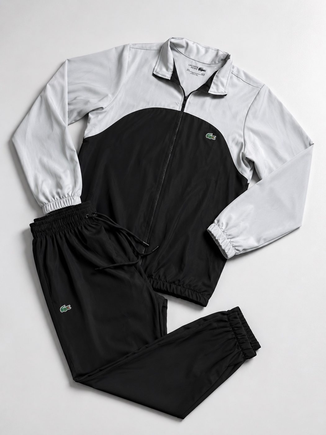 Conjunto tactel Lacoste preto/cinza 