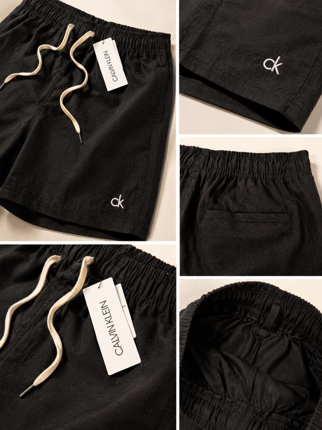 Short de linho preto Calvin Klein — foto 4